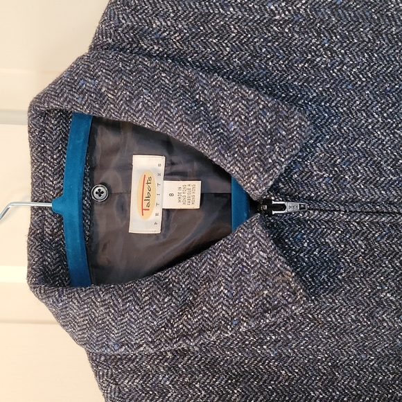 Talbots Dad Jacket Tweed Wool Silk Blend Zip Up Coach Blazer Coat Size 8 Petites - Picture 2 of 10